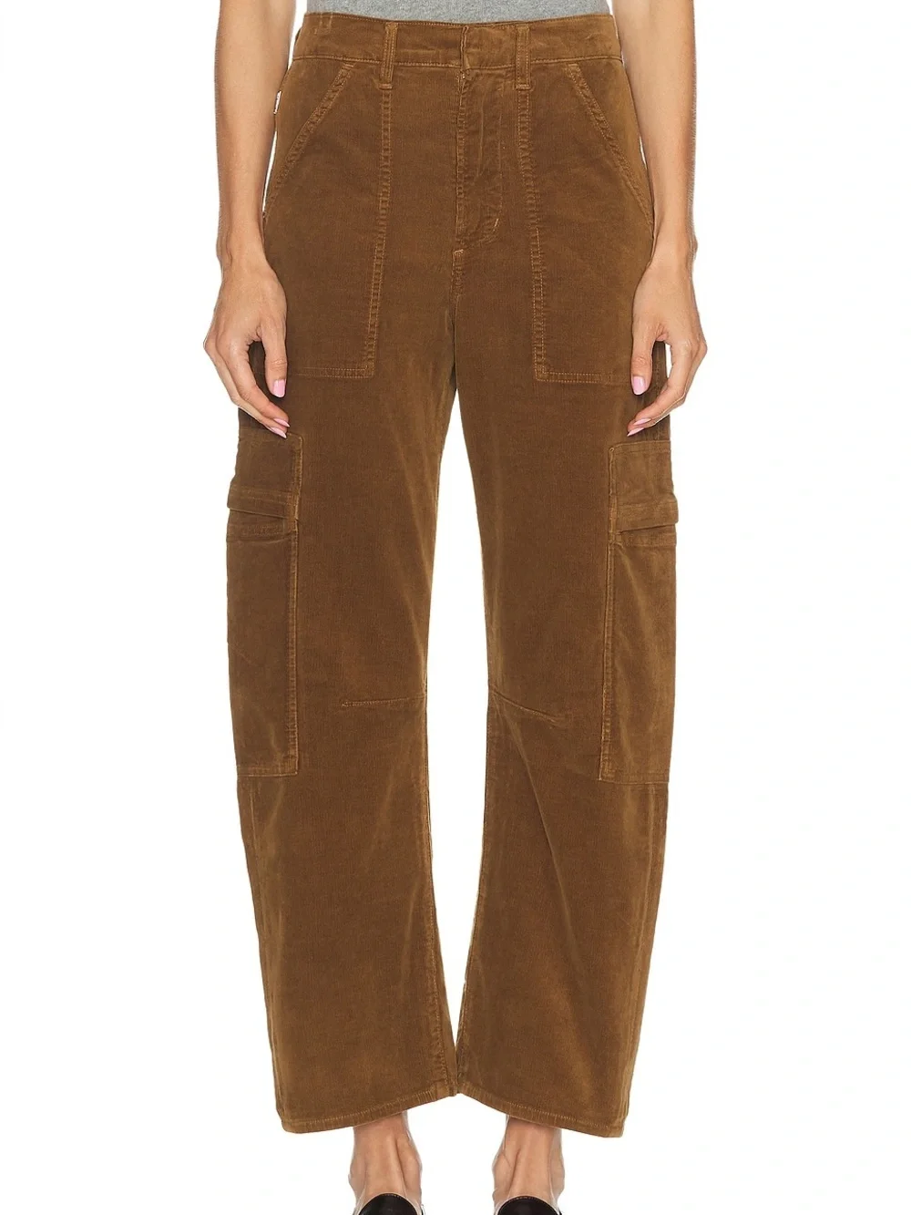 $268 NWOT Citizens Of Humanity “Marcelle” Cargo Pants in Brown Corduroy Sz 27 - Picture 1 of 13